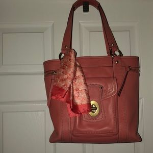 Coach Persimmon/Coral Legacy Large Tote Handbag